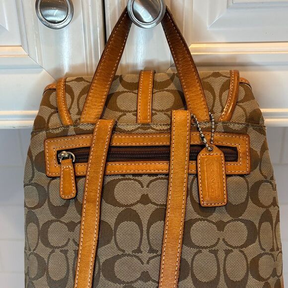 Coach Backpack Purse Handbag Vintage Y2K Jacquard Signature Logo Drawstring HTF - Picture 7 of 16